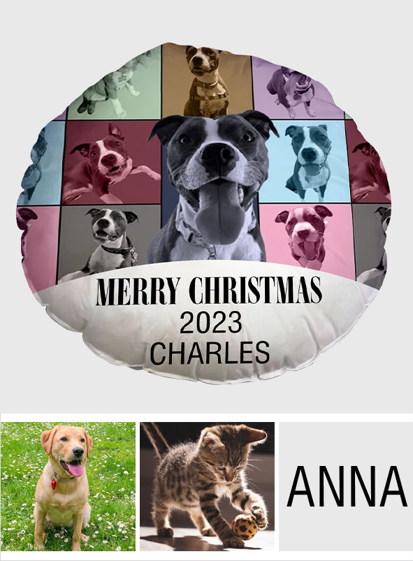 Coussin personnalisé en forme de chien - Version Joyeux Noël