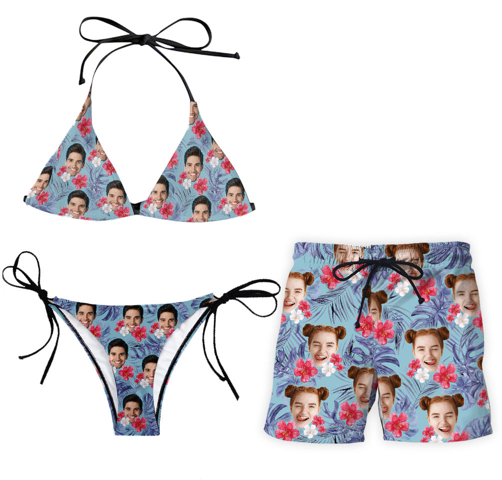 You And Me We Got This - Personalized Sea Lover Triangle Bikini Swimsuit And Men Shorts