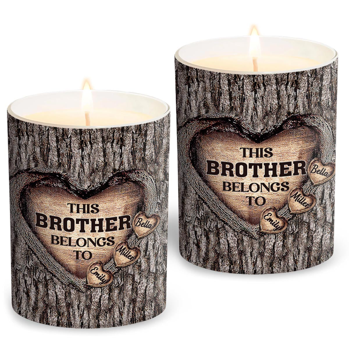 Cœur de papa - Cadeau pour papa, grand-mère, grand-père, maman, oncle, tante, frère, sœur - Bougie personnalisée avec couvercle en bois