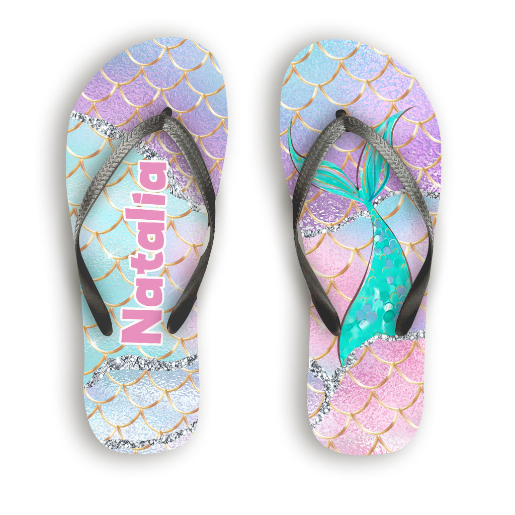 Sirène dans l'océan - Tongs personnalisées pour amoureux de la mer