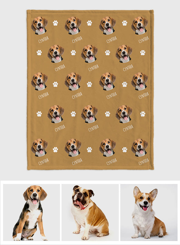 Couverture personnalisée pour chien avec visage de chien