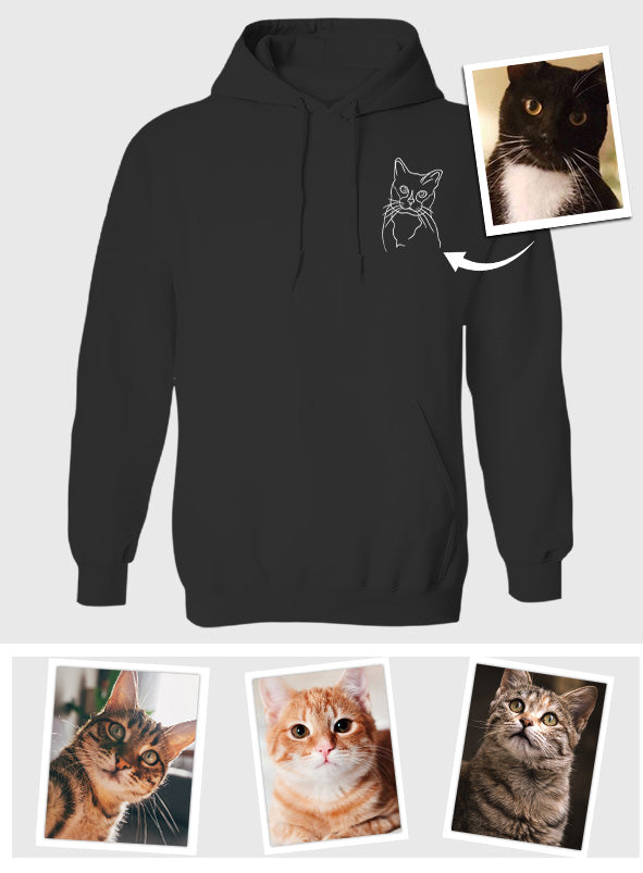 Sweat à capuche brodé personnalisé avec motif de chat
