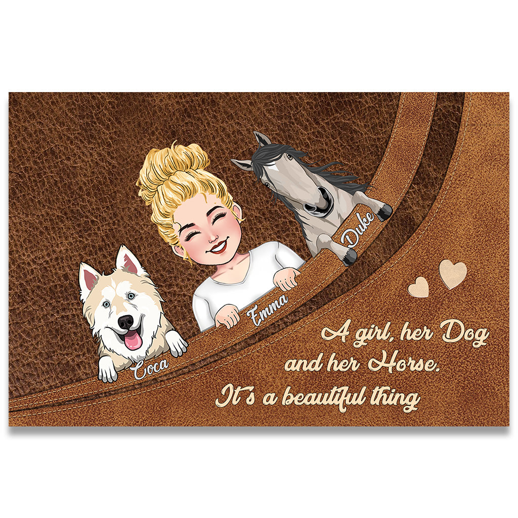Quelle belle chose ! - Cadeau cheval pour amoureux des chiens et des chats - Paillasson personnalisé