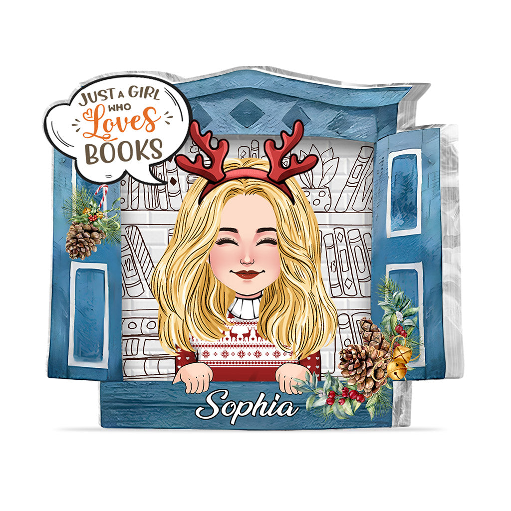 Une fille qui aime les livres - Plaque acrylique personnalisée en forme de livre