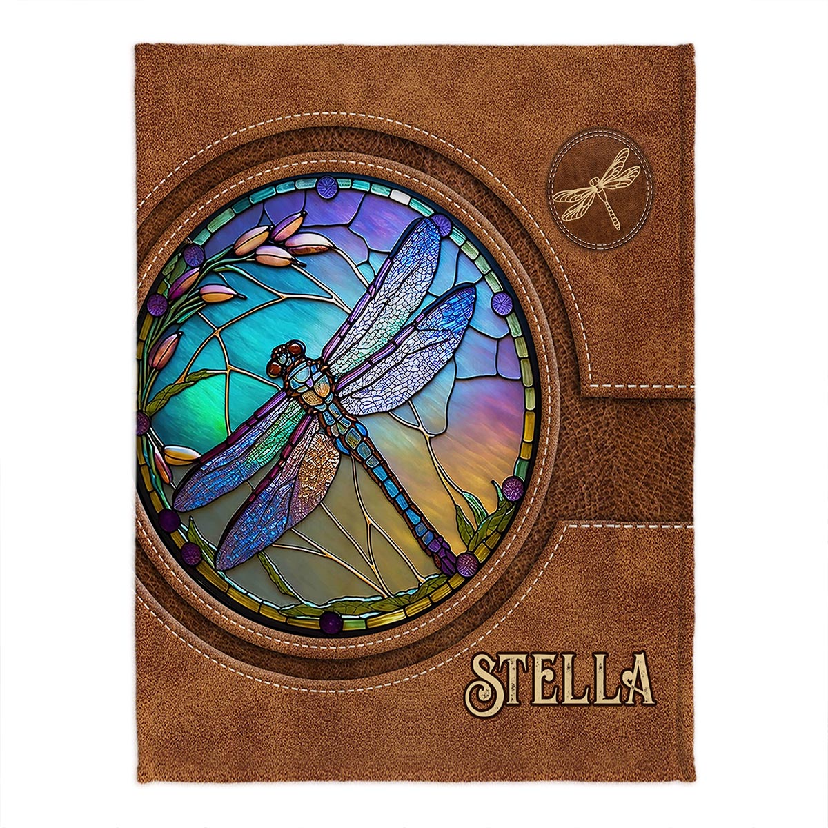 Couverture libellule personnalisée en vitrail