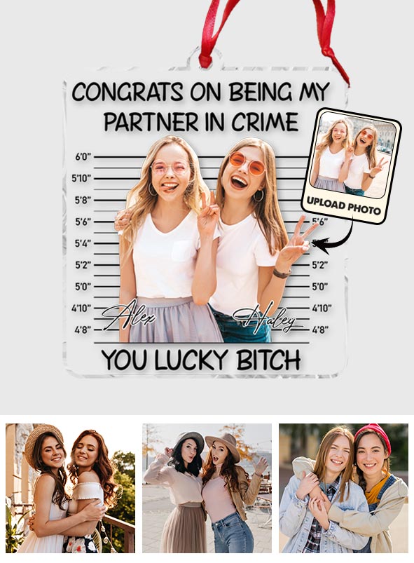 Félicitations pour être ma complice ! - Cadeau pour une amie - Ornement transparent personnalisé