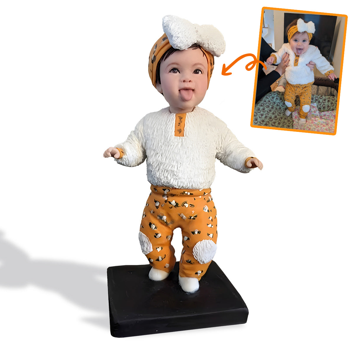 Bébé mignon - Cadeau de naissance - Figurine à tête oscillante personnalisée