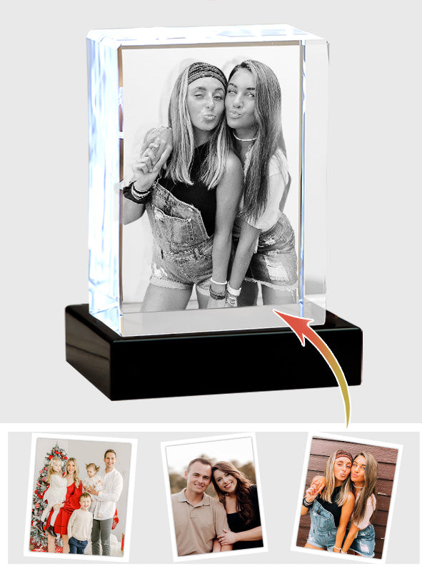 Lampe en cristal 3D cubique gravée au laser avec photo personnalisée pour votre petite-fille