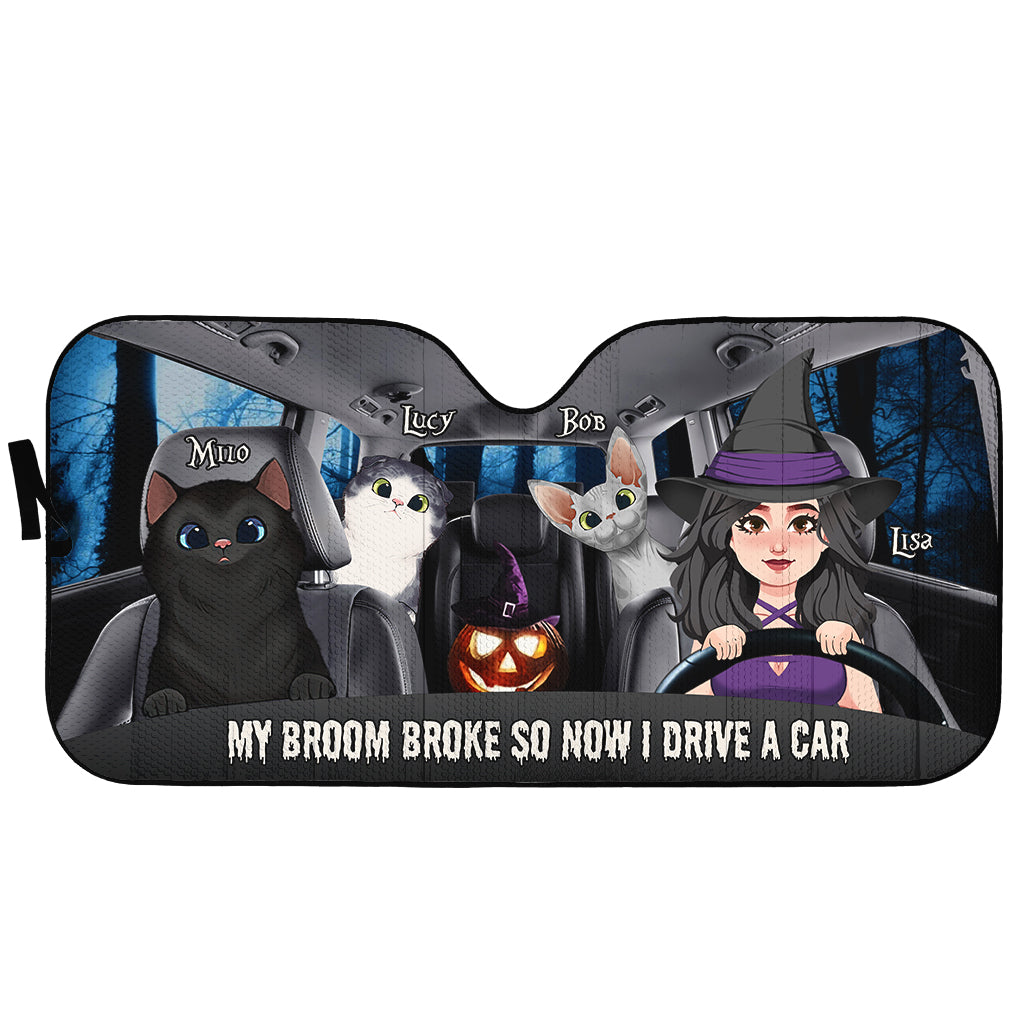My Broom Broke - Personalized Witch Car Sunshade