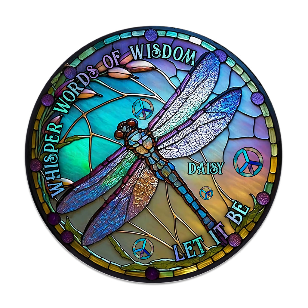 Paroles de sagesse murmurées « Laisse faire » - Panneau rond en bois personnalisé style hippie