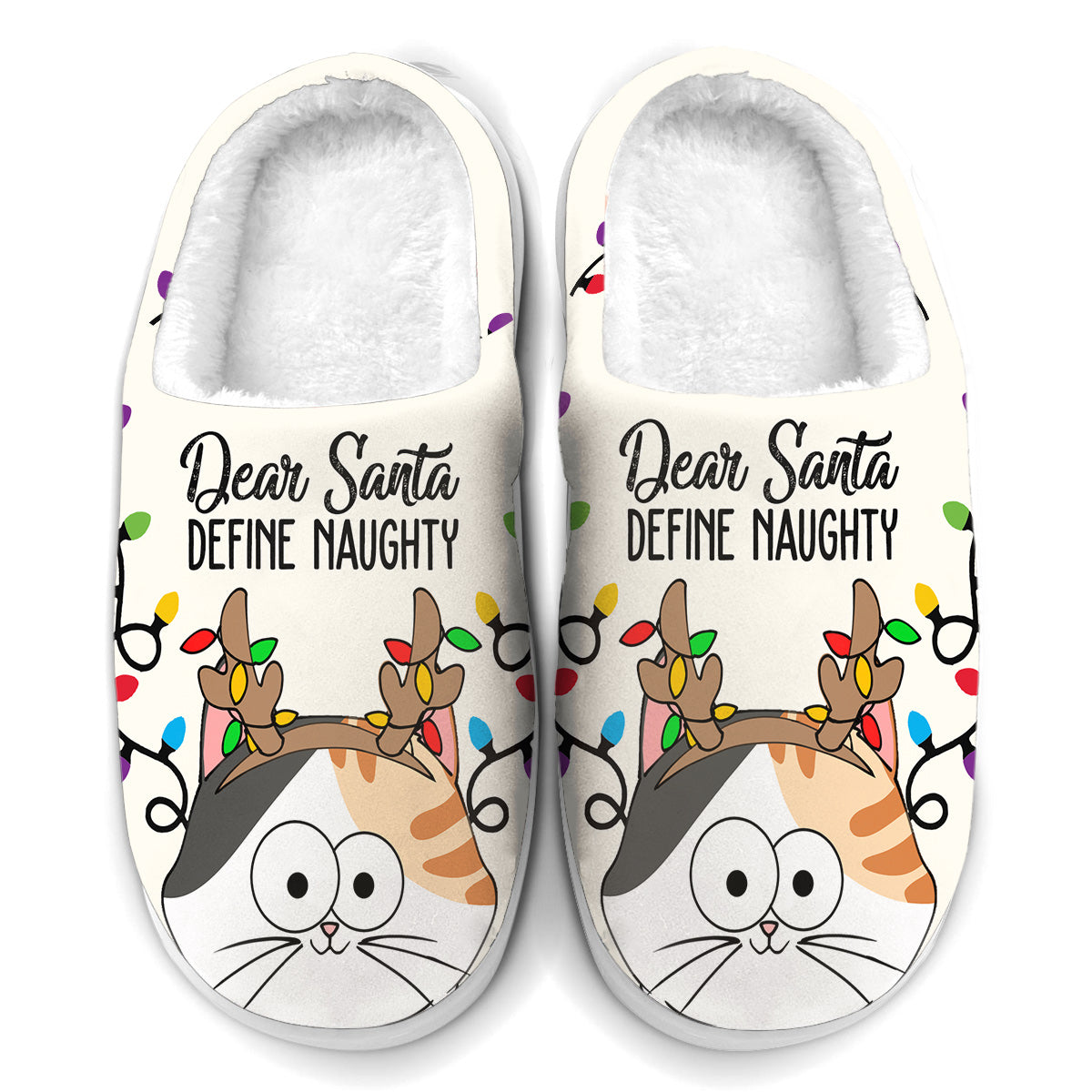 Cher Père Noël, définis ce que signifie « méchant » - Pantoufles chat personnalisées