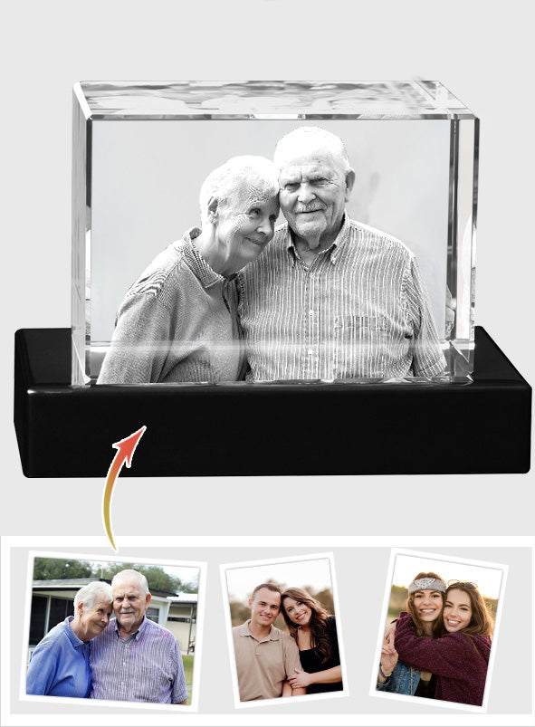 Custom Photo - Personalized Memorial Laser Engraving 3D Cuboid Shaped Crystal Lamp