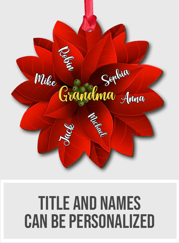 Poinsettia de Noël pour grand-mère/maman/famille - Cadeau pour grand-mère - Ornement personnalisé