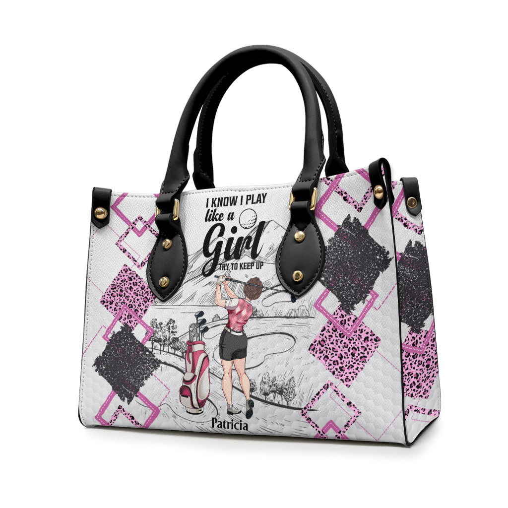Cours de golf - Cadeau de golf pour elle, petite amie, épouse, fille - Sac à main en cuir personnalisé