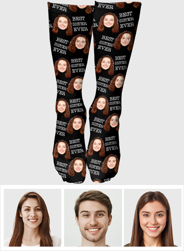 Chaussettes personnalisées pour frères et sœurs - Face personnalisée