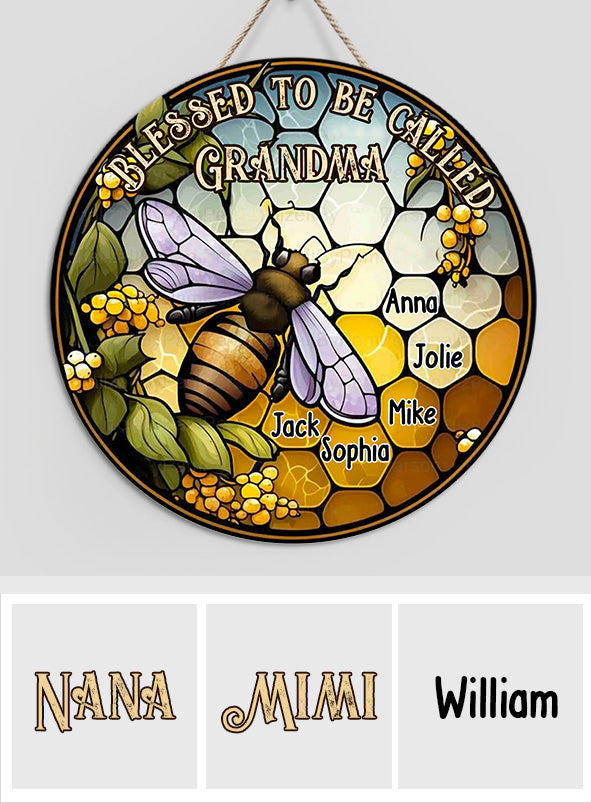 Heureuse d'être appelée Grand-mère/Nana/Mimi... - Panneau rond en bois personnalisé pour grand-mère