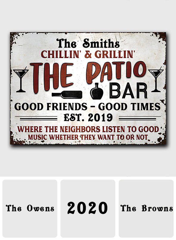 Détente et grillades - Panneau métallique rectangulaire personnalisé pour jardin