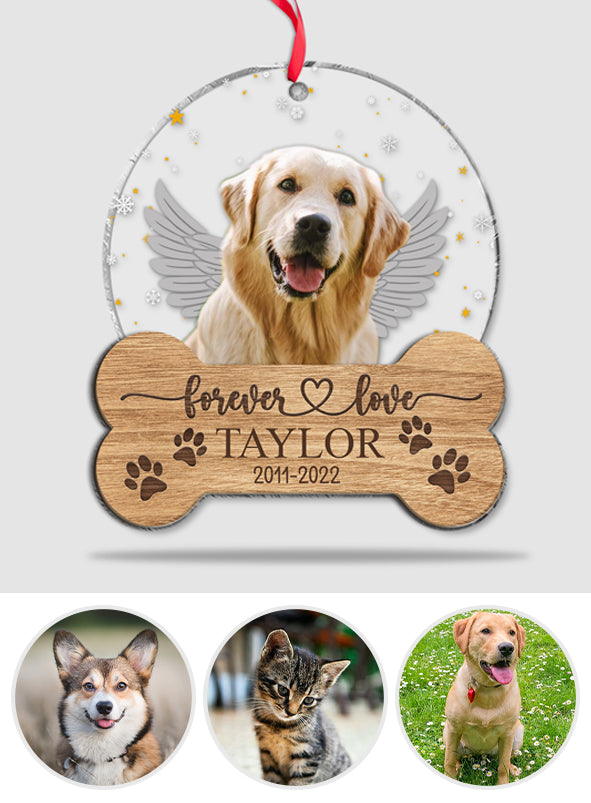 Forever Loved Dog - Gift for dog lovers, who lost dog, who lost cat - Personalized 2 Layered Piece Mix Ornament