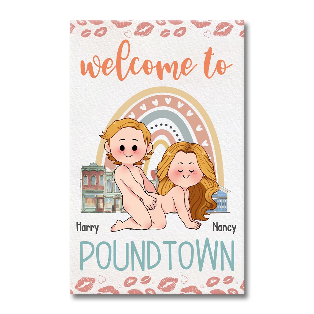 Bienvenue à Pound Town - Toile et affiche personnalisées pour couples (contenu inapproprié pour adultes)