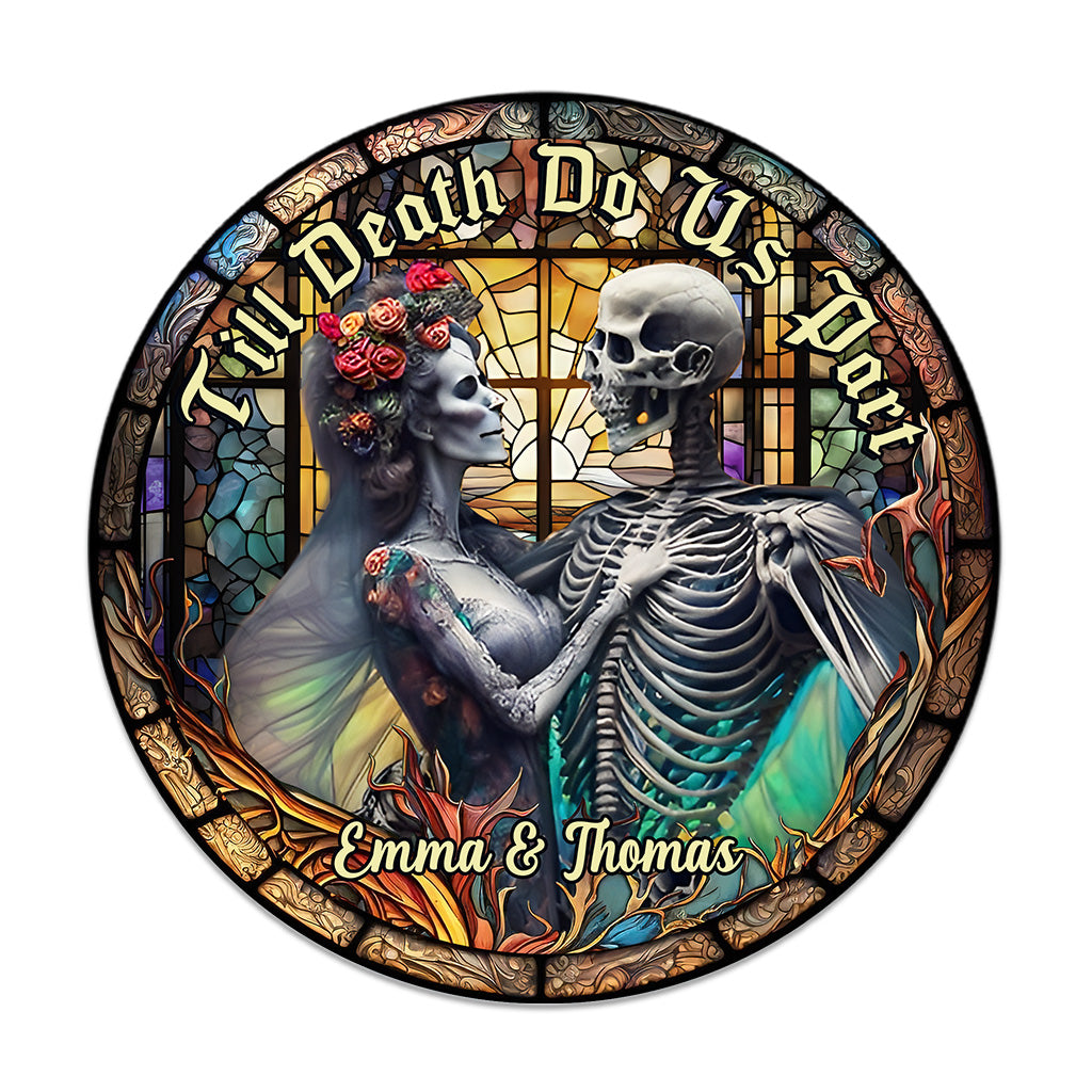 Toi et moi, on gère ça - Panneau rond en bois personnalisé avec crâne