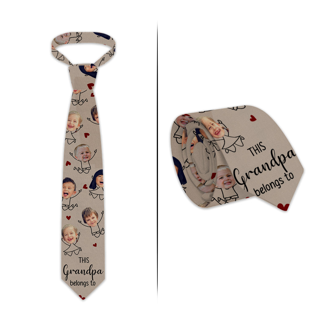 Ce papa appartient à - Cadeau pour papa, grand-père, oncle, frère, mari - Cravate personnalisée