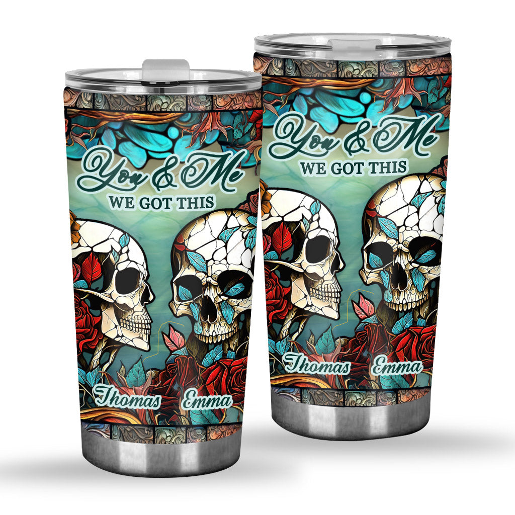 Skull Couple - Skull gift for husband, wife, boyfriend, girlfriend - Personalized Tumbler
