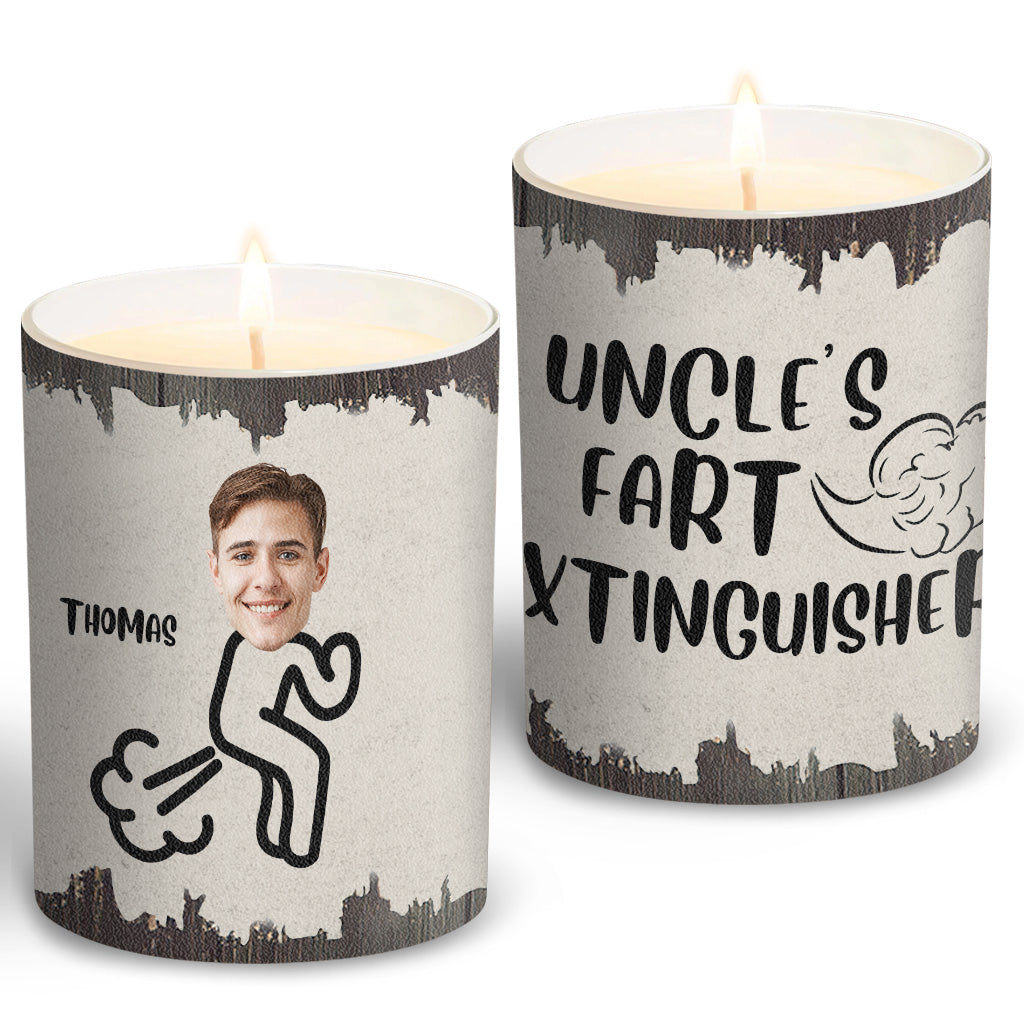 Extincteur de pets - Cadeau pour papa, grand-mère, grand-père, maman, oncle, tante, fils, fille, frère, sœur, petite-fille, petit-fils, mari, femme, petit ami, petite amie, ami - Bougie personnalisée avec couvercle en bois