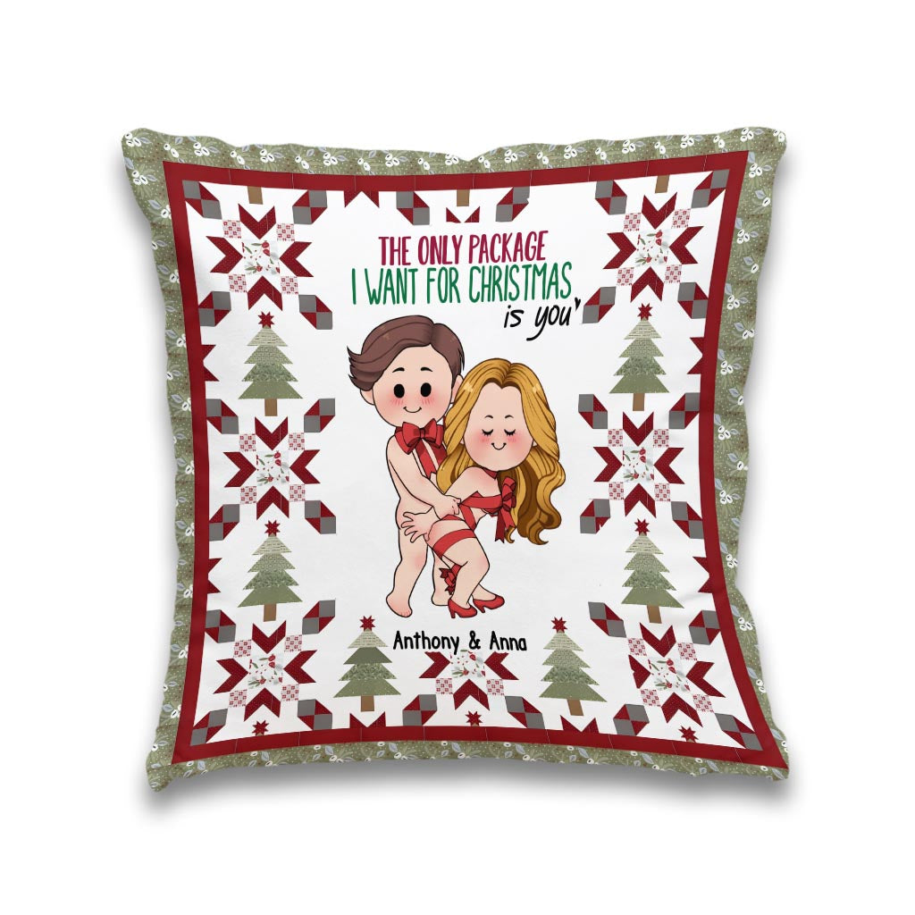 Le seul cadeau que je veux pour Noël, c'est toi - Coussin décoratif personnalisé pour couple