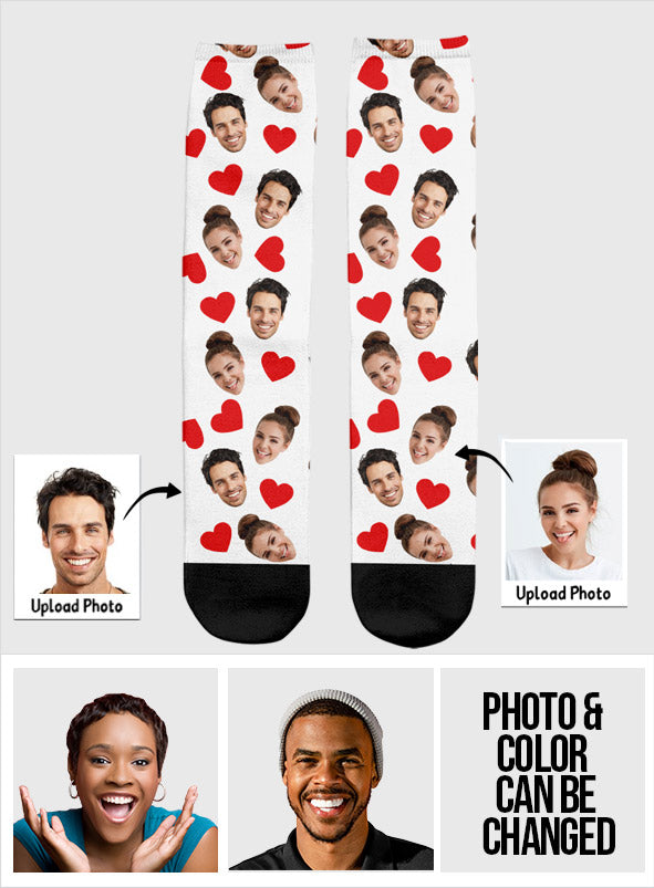 Chaussettes personnalisées pour couples avec motif d'icônes amusantes