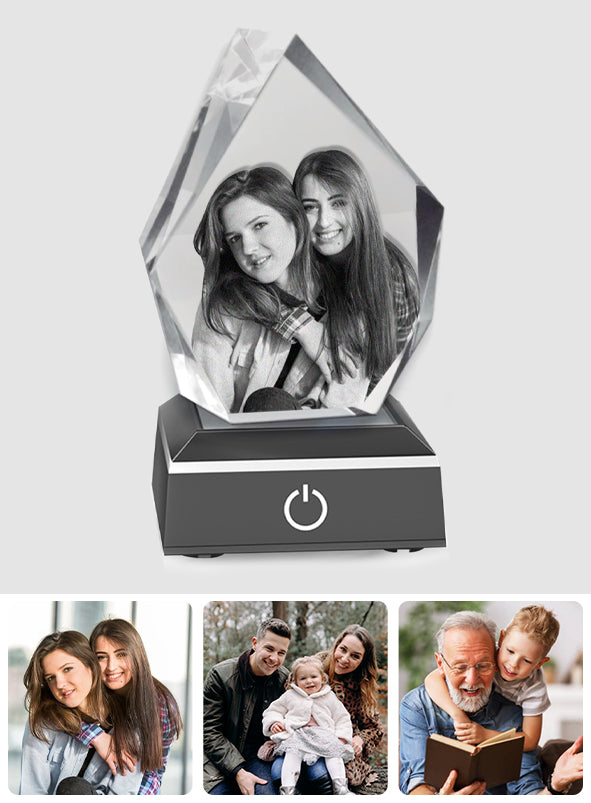 Lampe en cristal 3D en forme d'iceberg avec gravure laser personnalisée pour votre meilleure amie