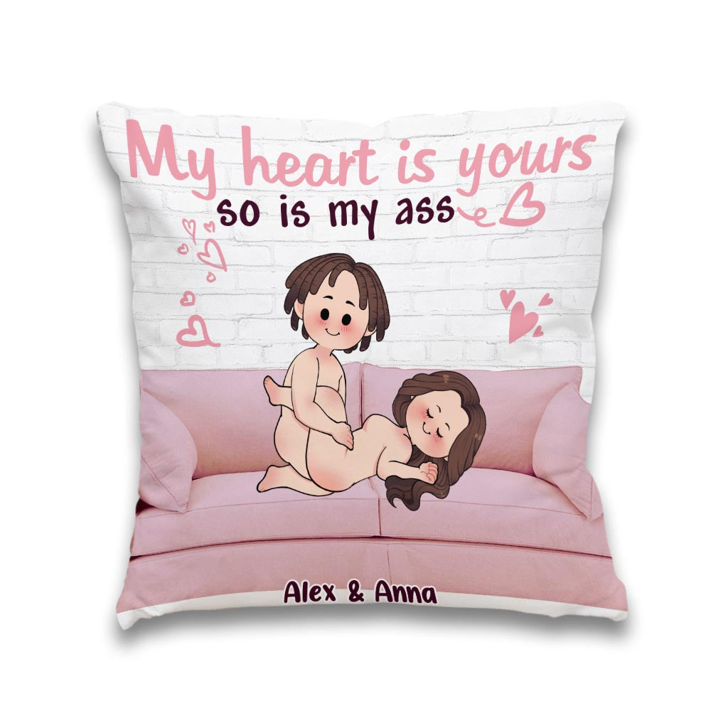 Mon cœur est à toi - Coussin décoratif personnalisé pour couple