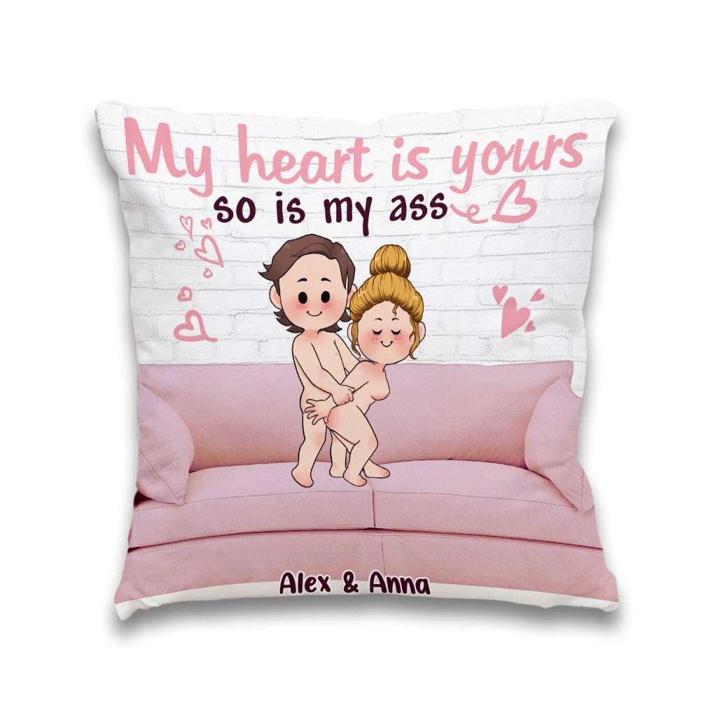 Mon cœur est à toi - Coussin décoratif personnalisé pour couple