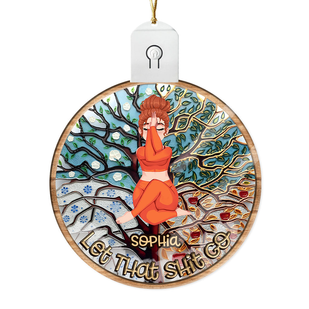 Lâchez prise - Ornement de yoga personnalisé en acrylique avec LED