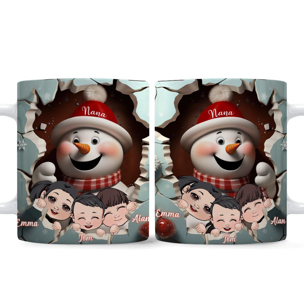 Grand-mère/Mamie/Mimi/Gigi... - Mug personnalisé Bonhomme de neige
