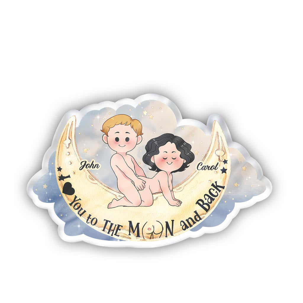 Je t'aime jusqu'à la lune et retour - Coussin personnalisé pour couple