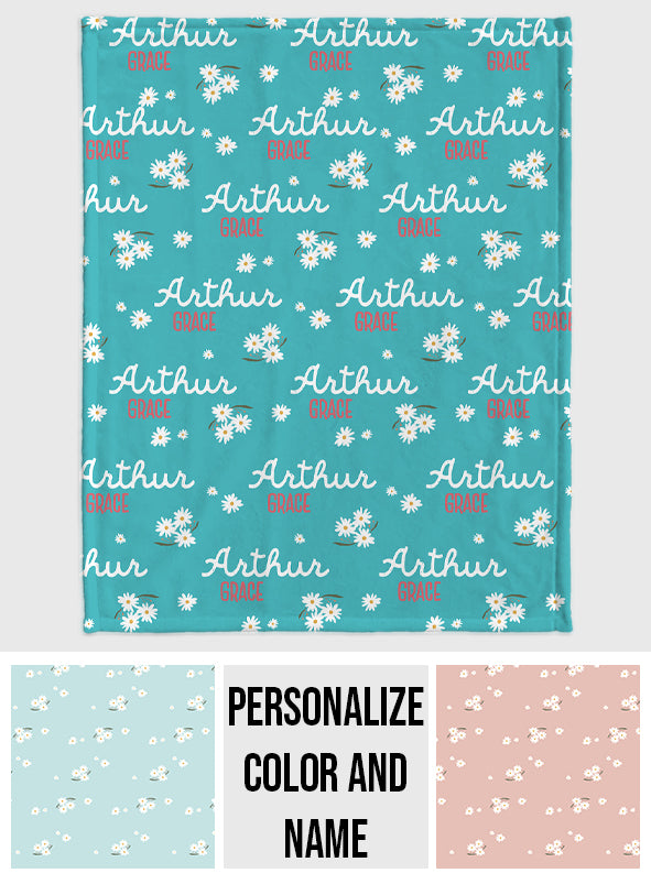 Couverture personnalisée Daisy avec nom pour petit-fils