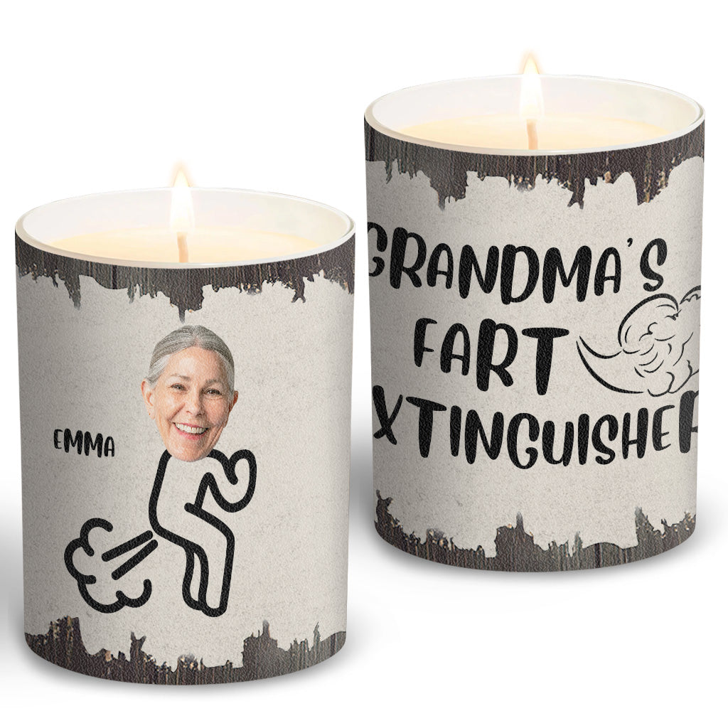 Extincteur de pets - Cadeau pour papa, grand-mère, grand-père, maman, oncle, tante, fils, fille, frère, sœur, petite-fille, petit-fils, mari, femme, petit ami, petite amie, ami - Bougie personnalisée avec couvercle en bois