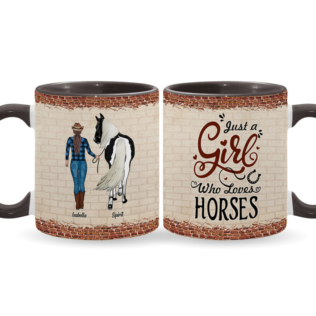 Mug personnalisé « Juste une fille qui aime les chevaux » avec motif cheval