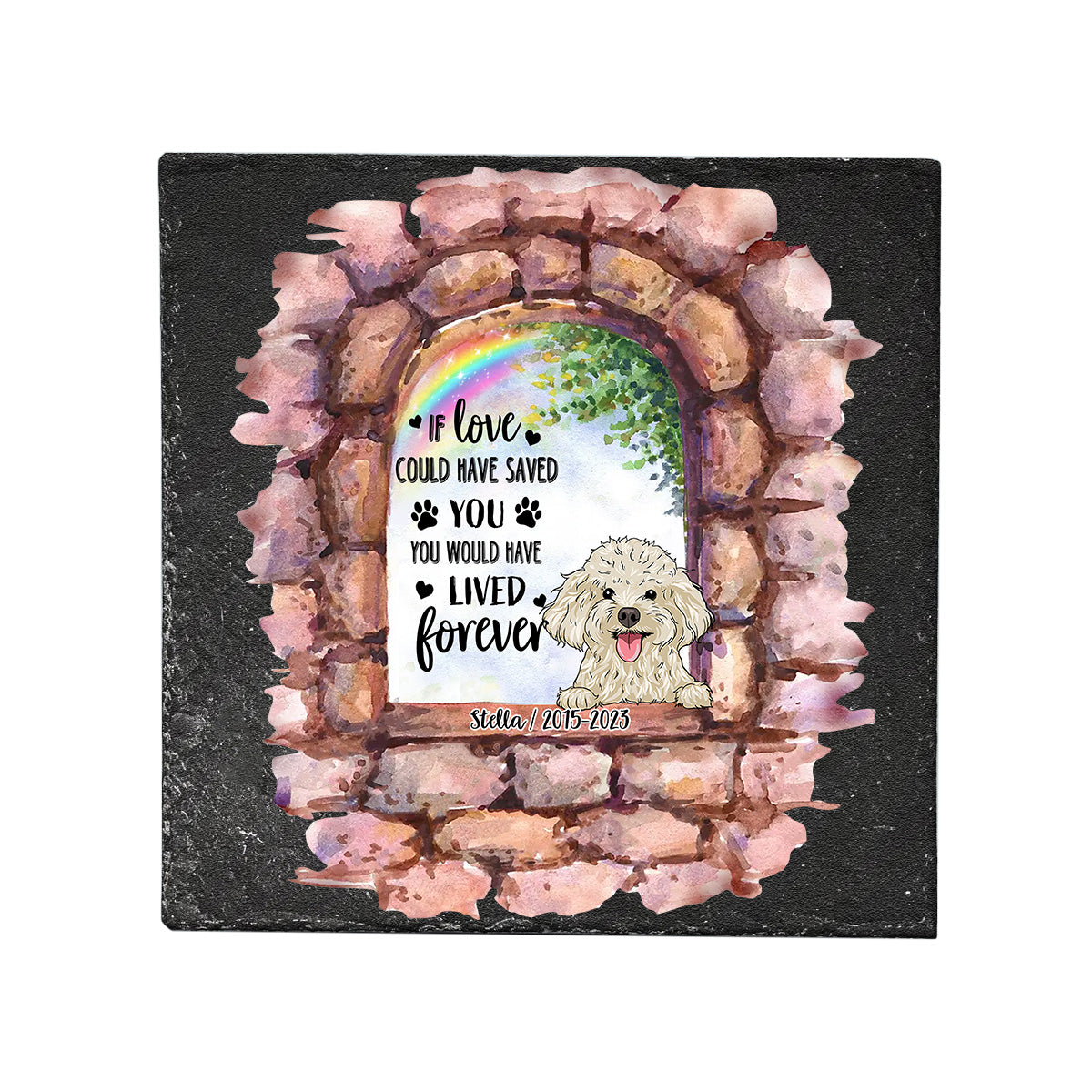 Plus à mes côtés - Pierre carrée personnalisée pour chien