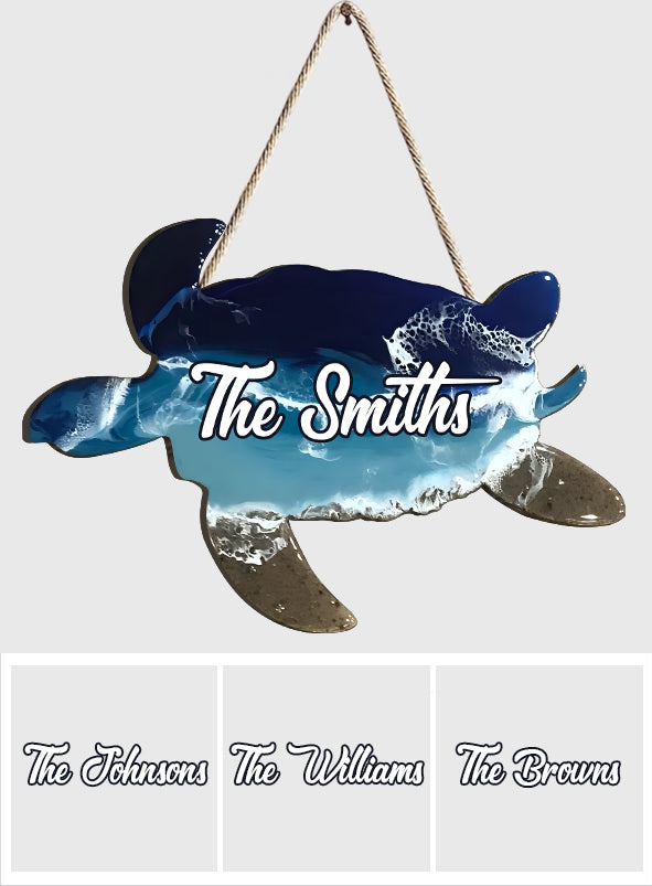 J'adore les tortues - Panneau en bois personnalisé en forme de tortue