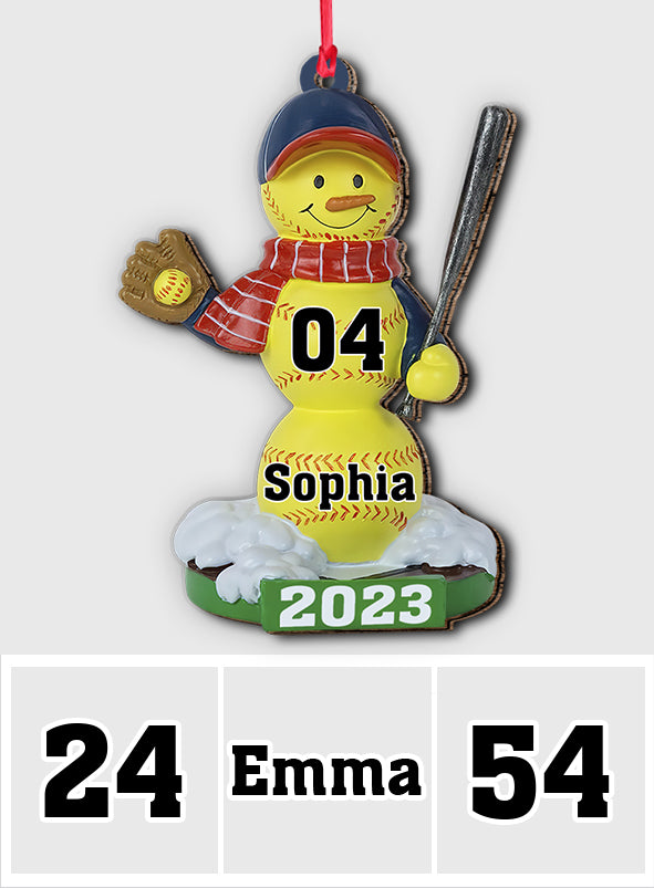 Bonhomme de neige de softball - Ornement de softball personnalisé