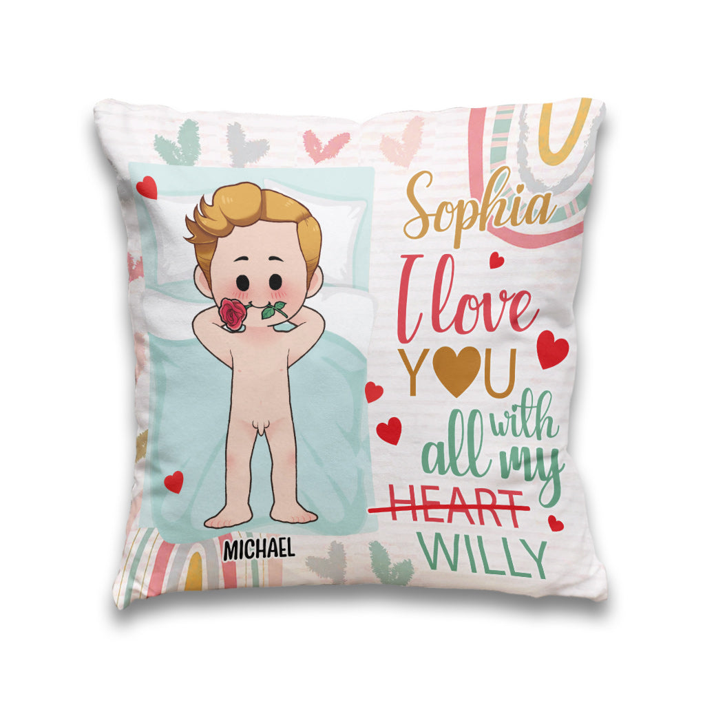 Je t'aime de tout mon cœur - Coussin décoratif personnalisé pour couple