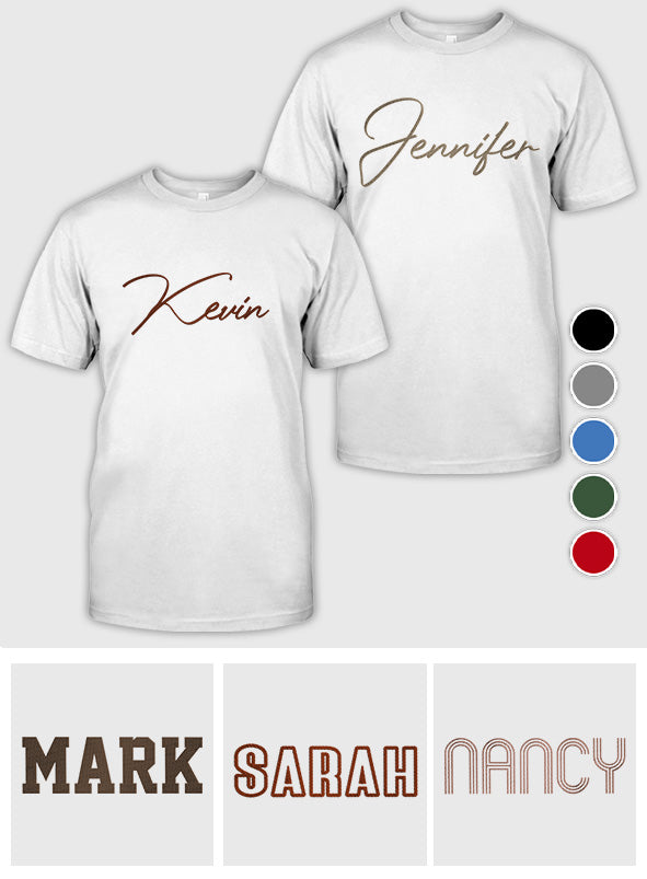 T-shirt brodé personnalisé pour frère/sœur - Nom personnalisé
