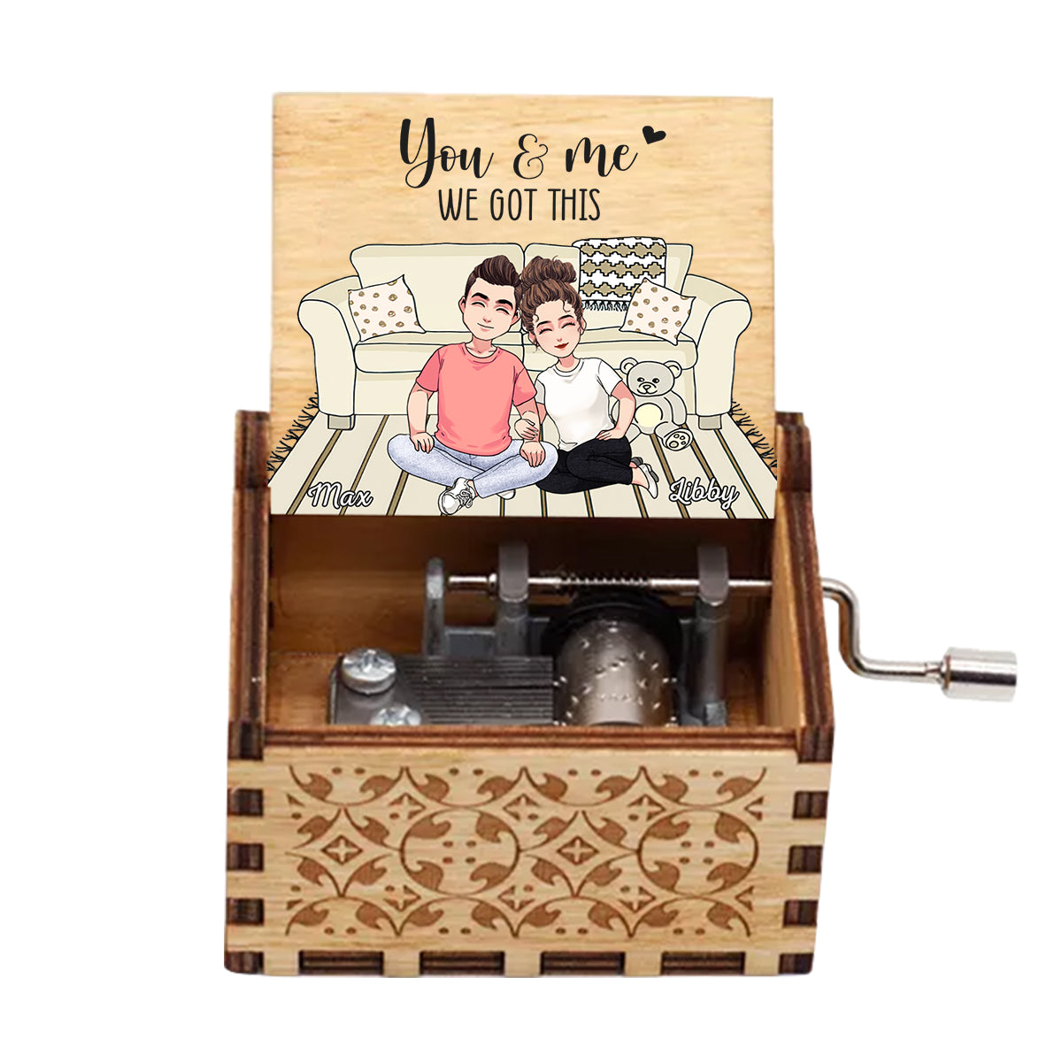 Et ensemble, ils ont construit une vie qu'ils aimaient - Cadeau pour couple (mari, femme, petit ami, petite amie) - Boîte à musique à manivelle personnalisée