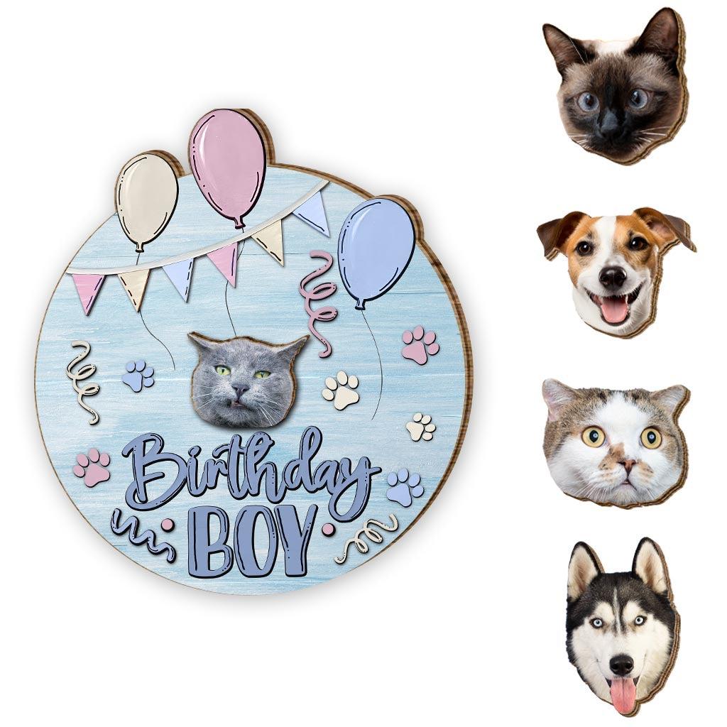 Birthday Boy Girl Pet Cat Dog - Personalized Cat Interchangeable Wood Sign