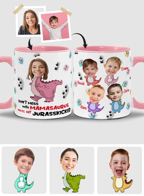 Ne vous frottez pas à Mamasaurus Jurasskicked - Mug personnalisé pour maman