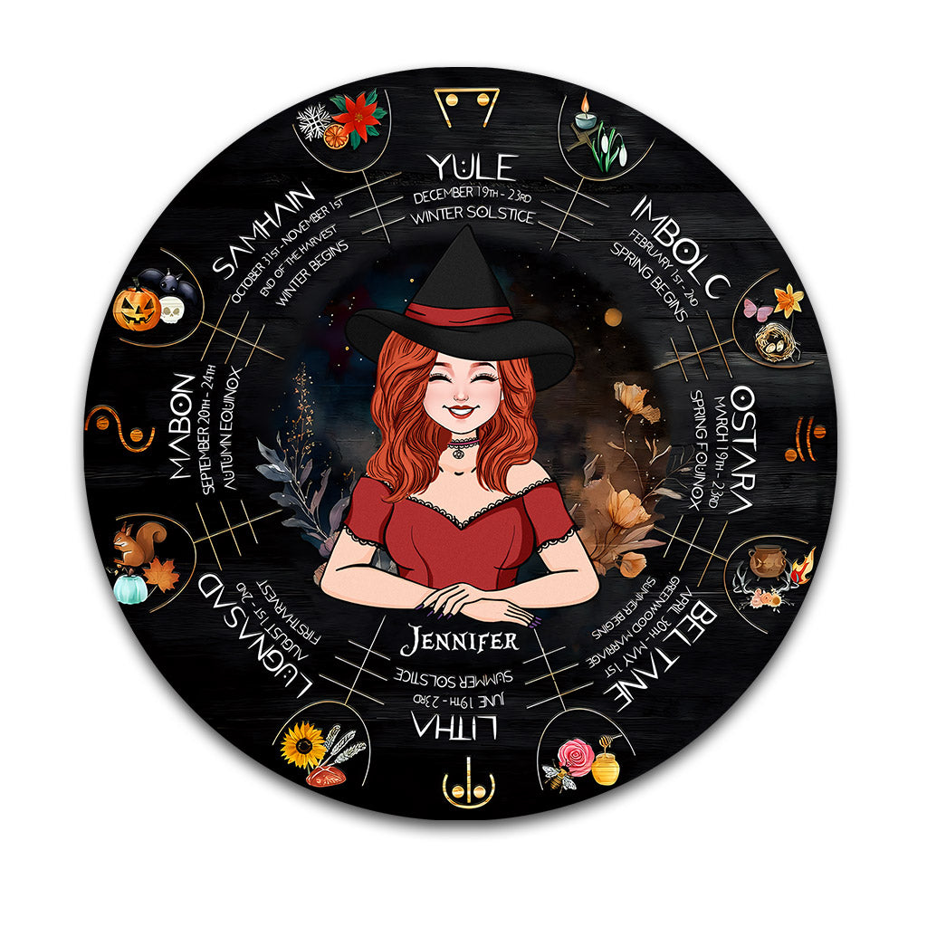 Roue de l'Année - Panneau rond en métal personnalisé Sorcière