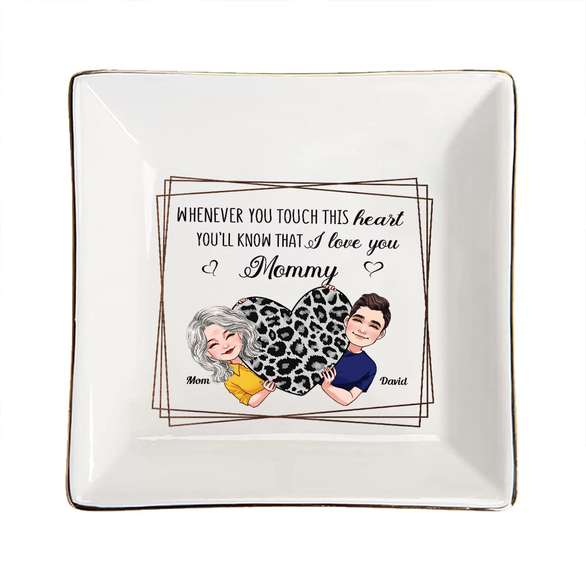 Chaque fois que vous touchez ce cœur - Cadeau pour maman, grand-mère, grand-père, fille, fils, petite-fille, petit-fils, épouse, époux, papa, tante, oncle, sœur, frère - Porte-bijoux personnalisé