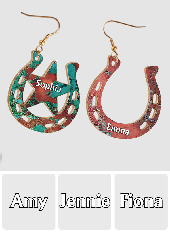 Boucles d'oreilles personnalisées en bois à motif cheval - Fille à cheval