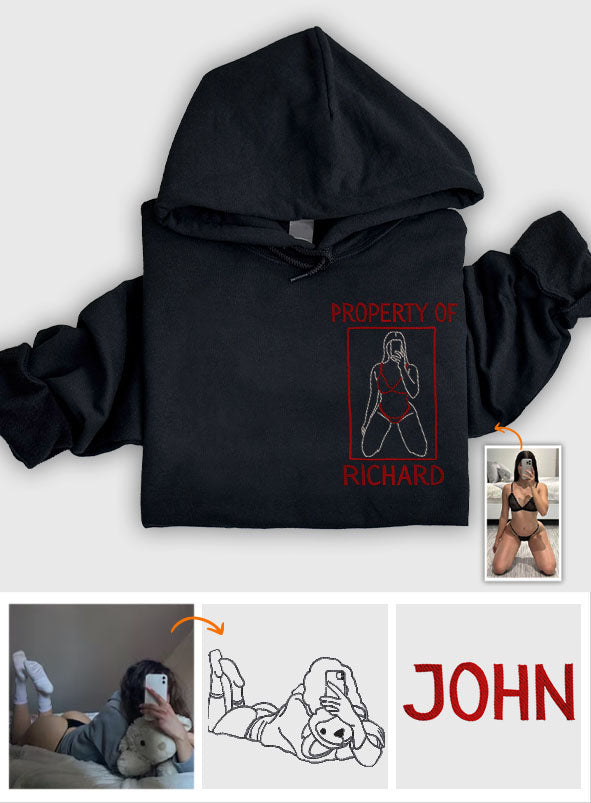 Cadeau original pour lui - Sweat à capuche brodé personnalisé pour couple